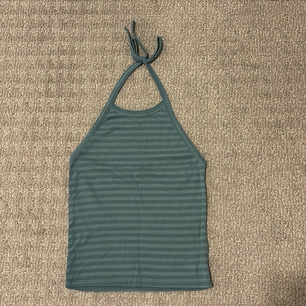 American Eagle Halter Top Striped Blue and Green